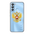 Полупрозрачный дизайнерский силиконовый с усиленными углами чехол для Tecno Pop 5 LTE Российский флаг
