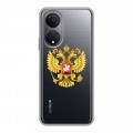 Полупрозрачный дизайнерский силиконовый с усиленными углами чехол для Huawei Honor X7 Российский флаг