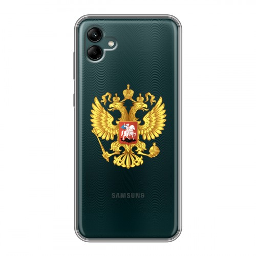 Полупрозрачный дизайнерский силиконовый с усиленными углами чехол для Samsung Galaxy A04 Российский флаг