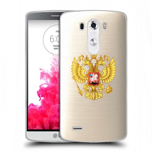Полупрозрачный дизайнерский пластиковый чехол для LG G3 (Dual-LTE) Российский флаг