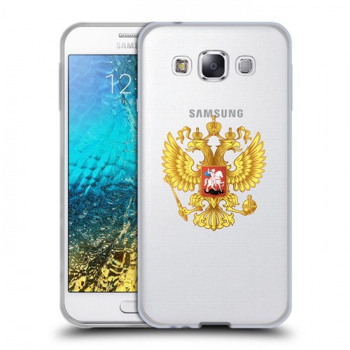 Полупрозрачный дизайнерский пластиковый чехол для Samsung Galaxy E5 Российский флаг