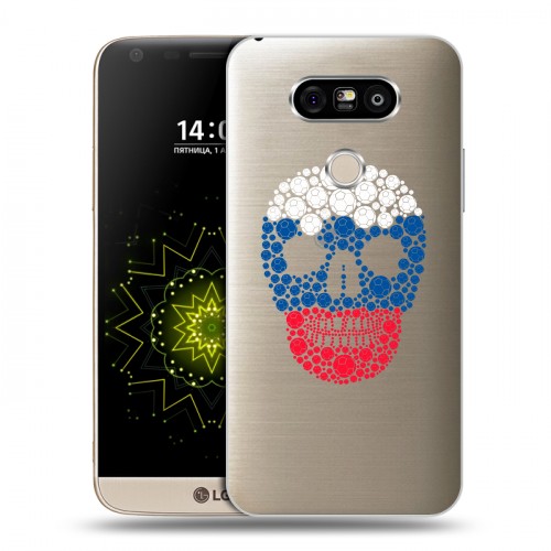 Полупрозрачный дизайнерский пластиковый чехол для LG G5 Российский флаг