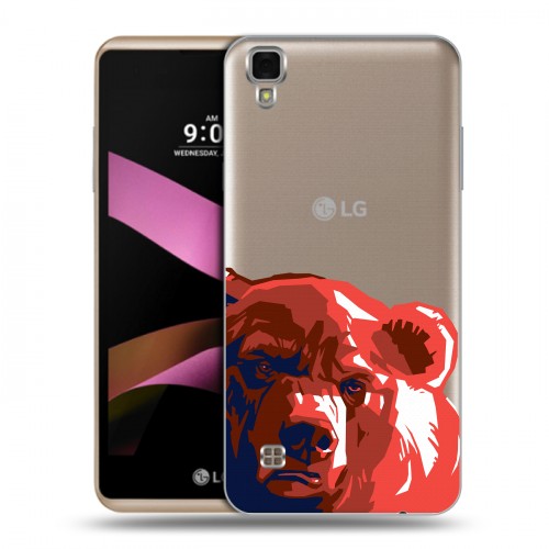 Полупрозрачный дизайнерский силиконовый чехол для LG X Style Российский флаг