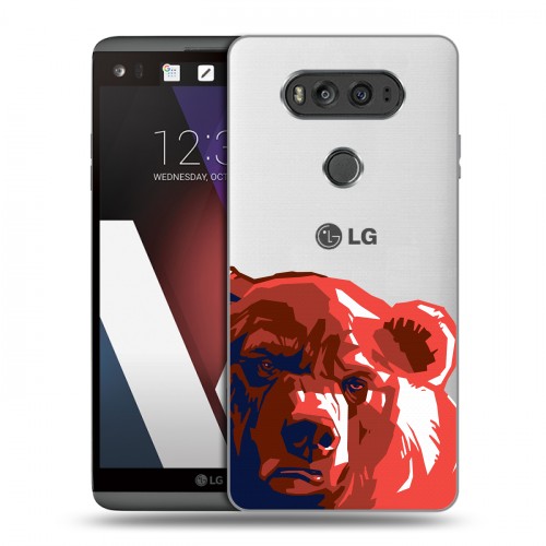 Полупрозрачный дизайнерский пластиковый чехол для LG V20 Российский флаг