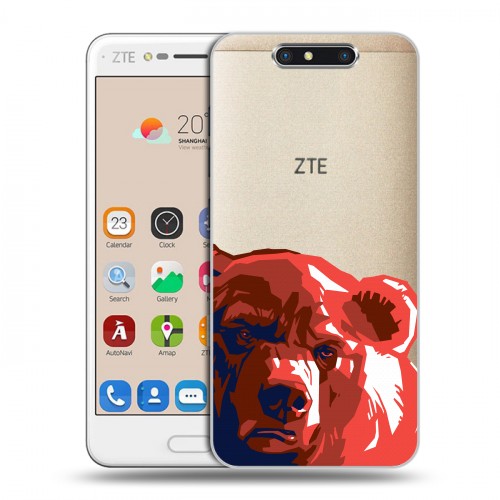 Полупрозрачный дизайнерский пластиковый чехол для ZTE Blade V8 Российский флаг