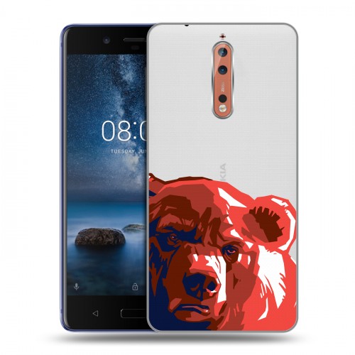 Полупрозрачный дизайнерский пластиковый чехол для Nokia 8 Российский флаг