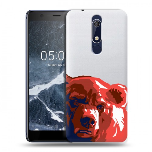 Полупрозрачный дизайнерский пластиковый чехол для Nokia 5.1 Российский флаг