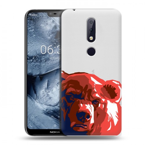 Полупрозрачный дизайнерский пластиковый чехол для Nokia 6.1 Plus Российский флаг