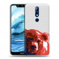 Полупрозрачный дизайнерский силиконовый чехол для Nokia 5.1 Plus Российский флаг