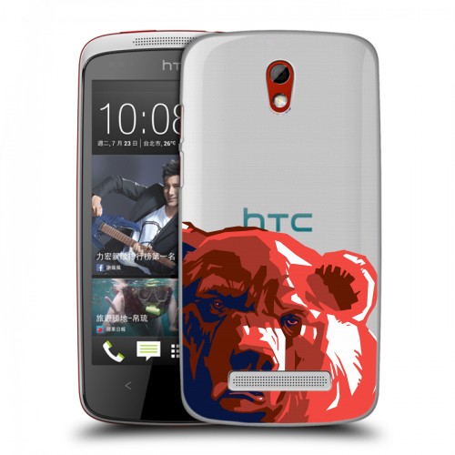 Полупрозрачный дизайнерский пластиковый чехол для HTC Desire 500 Российский флаг