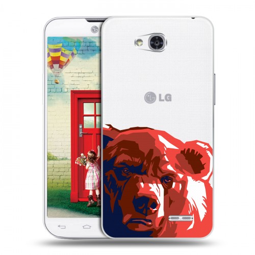 Полупрозрачный дизайнерский пластиковый чехол для LG L80 Российский флаг