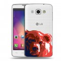 Полупрозрачный дизайнерский пластиковый чехол для LG L60 Российский флаг