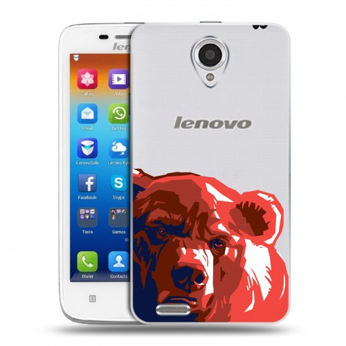 Полупрозрачный дизайнерский пластиковый чехол для Lenovo S650 Ideaphone Российский флаг