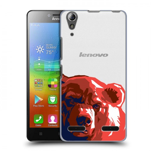 Полупрозрачный дизайнерский пластиковый чехол для Lenovo A6000 Российский флаг