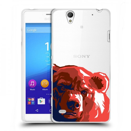 Полупрозрачный дизайнерский пластиковый чехол для Sony Xperia C4 Российский флаг