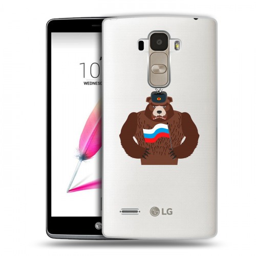 Полупрозрачный дизайнерский силиконовый чехол для LG G4 Stylus Российский флаг