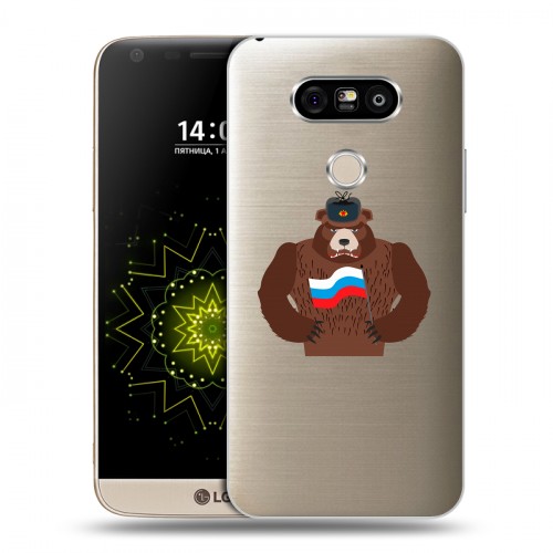 Полупрозрачный дизайнерский пластиковый чехол для LG G5 Российский флаг