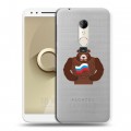 Полупрозрачный дизайнерский пластиковый чехол для Alcatel 3 Российский флаг