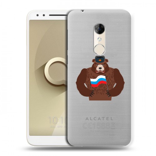 Полупрозрачный дизайнерский пластиковый чехол для Alcatel 3 Российский флаг