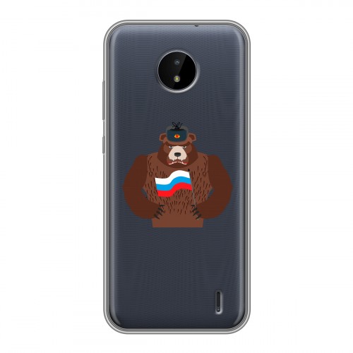 Полупрозрачный дизайнерский силиконовый чехол для Nokia C20 Российский флаг