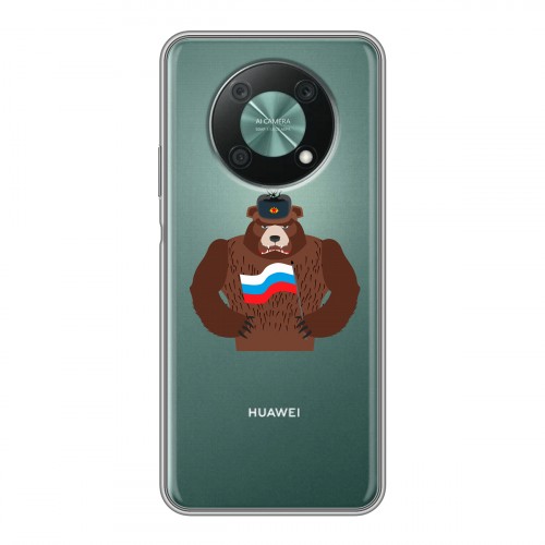 Полупрозрачный дизайнерский пластиковый чехол для Huawei Nova Y90 Российский флаг