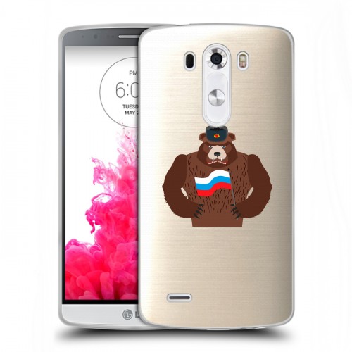 Полупрозрачный дизайнерский пластиковый чехол для LG G3 (Dual-LTE) Российский флаг