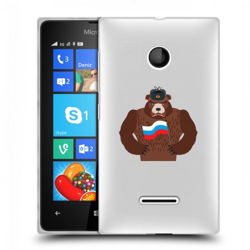 Полупрозрачный дизайнерский пластиковый чехол для Microsoft Lumia 435 Российский флаг