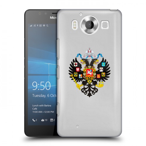 Полупрозрачный дизайнерский пластиковый чехол для Microsoft Lumia 950 Российский флаг