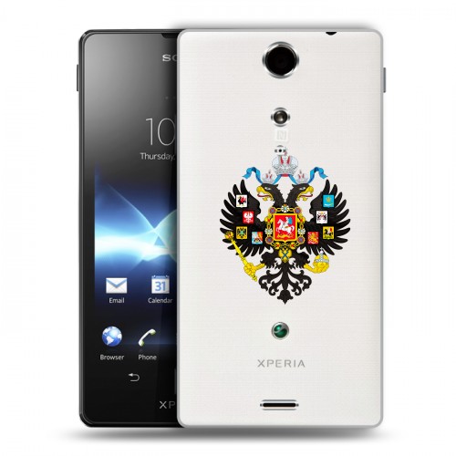 Полупрозрачный дизайнерский пластиковый чехол для Sony Xperia TX Российский флаг