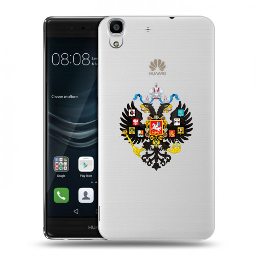 Полупрозрачный дизайнерский пластиковый чехол для Huawei Y6II Российский флаг