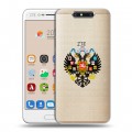 Полупрозрачный дизайнерский пластиковый чехол для ZTE Blade V8 Российский флаг