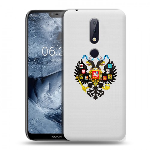 Полупрозрачный дизайнерский силиконовый чехол для Nokia 6.1 Plus Российский флаг