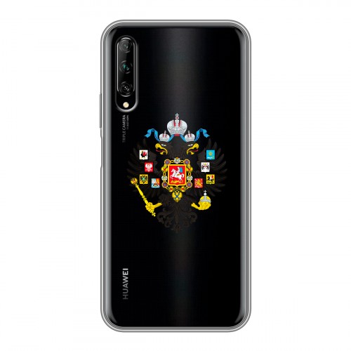 Полупрозрачный дизайнерский силиконовый чехол для Huawei Y9s Российский флаг