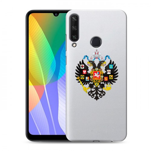 Полупрозрачный дизайнерский пластиковый чехол для Huawei Y6p Российский флаг