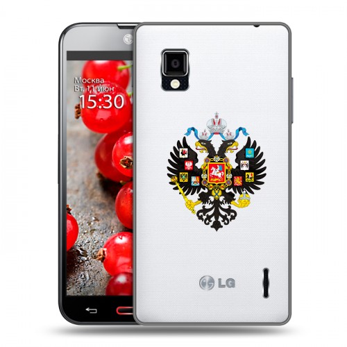 Полупрозрачный дизайнерский пластиковый чехол для LG Optimus G Российский флаг