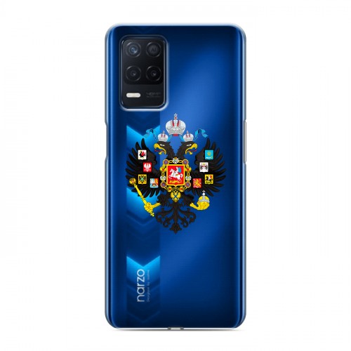 Полупрозрачный дизайнерский пластиковый чехол для Realme Narzo 30 5G Российский флаг