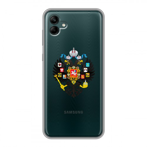 Полупрозрачный дизайнерский силиконовый чехол для Samsung Galaxy A04 Российский флаг