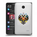 Полупрозрачный дизайнерский пластиковый чехол для Nokia X Российский флаг