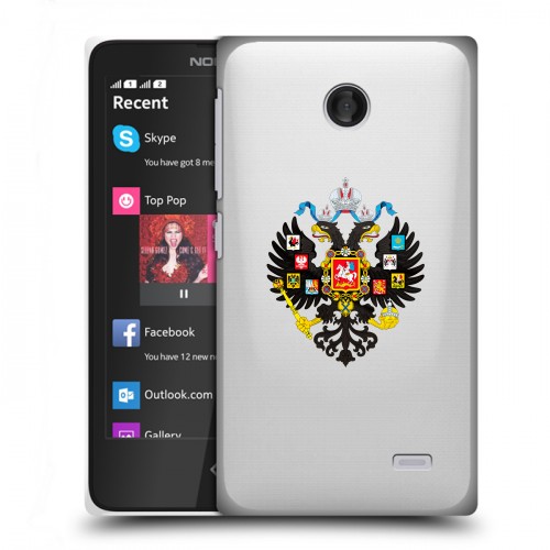 Полупрозрачный дизайнерский пластиковый чехол для Nokia X Российский флаг