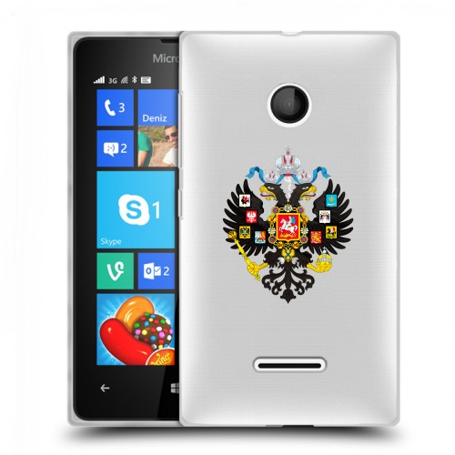 Полупрозрачный дизайнерский пластиковый чехол для Microsoft Lumia 435 Российский флаг