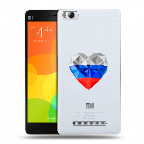 Полупрозрачный дизайнерский пластиковый чехол для Xiaomi Mi4i Российский флаг