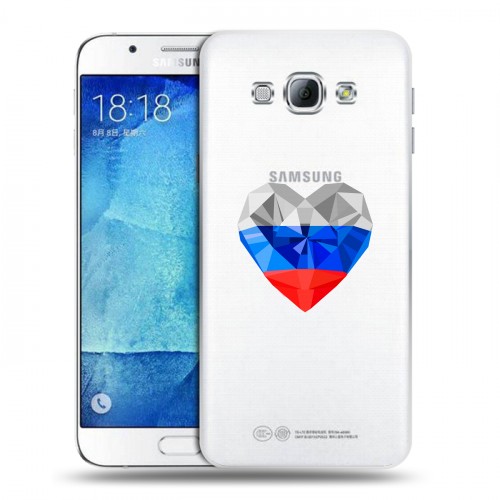 Полупрозрачный дизайнерский пластиковый чехол для Samsung Galaxy A8 Российский флаг