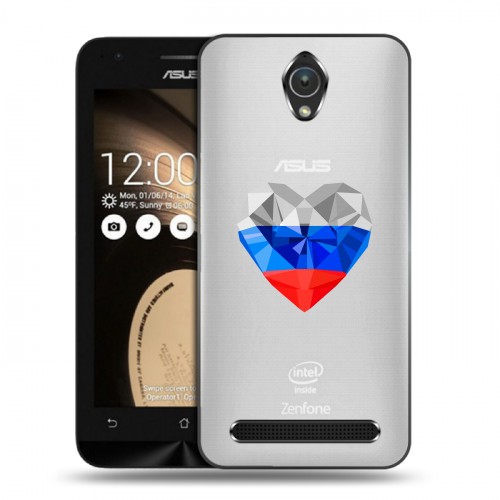 Полупрозрачный дизайнерский пластиковый чехол для ASUS Zenfone Go Российский флаг