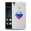 Полупрозрачный дизайнерский пластиковый чехол для Huawei Y6II Российский флаг