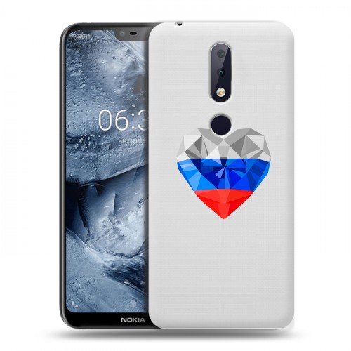 Полупрозрачный дизайнерский пластиковый чехол для Nokia 6.1 Plus Российский флаг