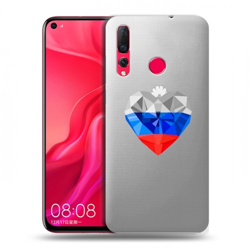 Полупрозрачный дизайнерский пластиковый чехол для Huawei Nova 4 Российский флаг