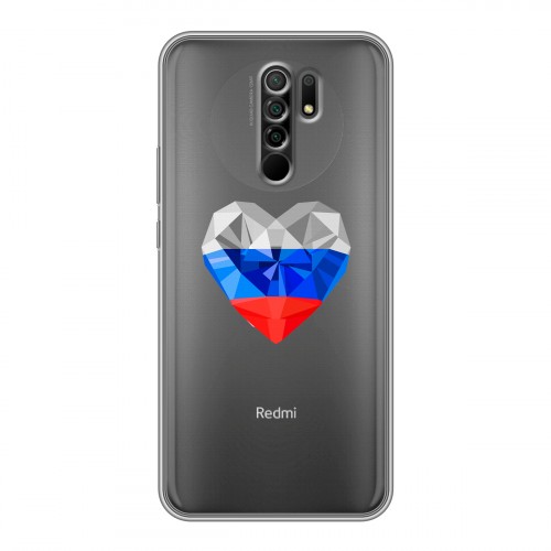 Полупрозрачный дизайнерский пластиковый чехол для Xiaomi RedMi 9 Российский флаг