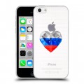 Полупрозрачный дизайнерский пластиковый чехол для Iphone 5c Российский флаг