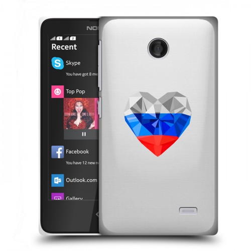 Полупрозрачный дизайнерский пластиковый чехол для Nokia X Российский флаг