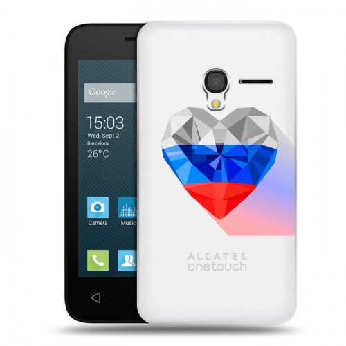 Полупрозрачный дизайнерский пластиковый чехол для Alcatel One Touch Pixi 3 (4.0) Российский флаг